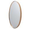 35 Inch Oval Hanging Accent Wall Mirror with Metal Frame; Matte Gold - as Pic