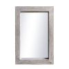 Rectangular Wooden Frame Wall Mirror; Grain Details; Antique White - as Pic