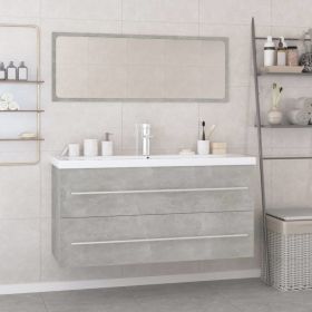 Bathroom Furniture Set Concrete Gray Engineered Wood - Gray