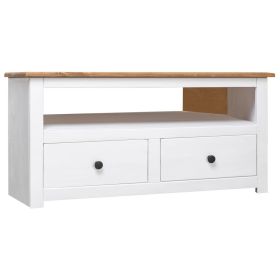 Corner TV Cabinet White 36.6"x19.3"x19.3" Solid Pine Panama Range - White