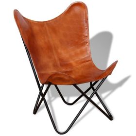 Butterfly Chair Brown Real Leather - Brown