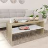 Coffee Table White and Sonoma Oak 39.4"x15.7"x15.7" Engineered Wood - Multicolour