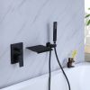 TrustMade Pressure-Balance Waterfall Single Handle Wall Mount Tub Faucet with Hand Shower - 2W02 - Matte Black