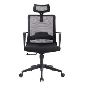 Full Back Revolving Ergonomic Office Chair Eladio, Black Wengue Finish - Black