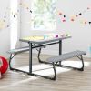 Folding Kid's Activity Table with Gray Texture Surface, Steel and Plastic, 33.11" x 40.94" x 21.85" - Gray