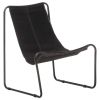 Relaxing Chair Black Real Leather - Black