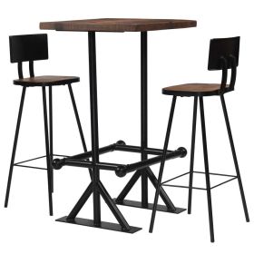 Bar Set 3 Piece Solid Reclaimed Wood - Brown