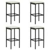 Bar Stools with Cushions 4 pcs Black Poly Rattan - Black