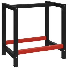 Work Bench Frame Metal 31.5"x22.4"x31.1" Black and Red - Black