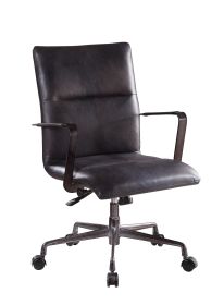 Indra Office Chair; Onyx Black Top Grain Leather YJ - 92569