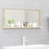 Bathroom Mirror White and Sonoma Oak 35.4"x4.1"x14.6" Engineered Wood - Beige