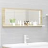 Bathroom Mirror White and Sonoma Oak 39.4"x4.1"x14.6" Engineered Wood - Beige