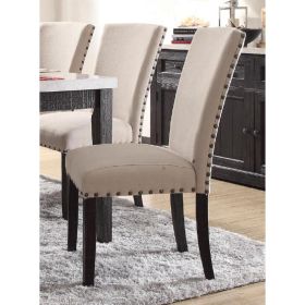 Nolan Side Chair (Set-2) in Linen & Salvage Dark Oak - 72852