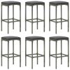 Bar Stools with Cushions 6 pcs Gray Poly Rattan - Grey