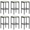 Bar Stools with Cushions 6 pcs Black Poly Rattan - Black