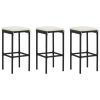 Bar Stools with Cushions 3 pcs Black Poly Rattan - Black