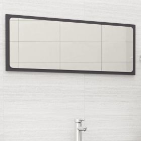 Bathroom Mirror Gray 39.4"x0.6"x14.6" Engineered Wood - Grey