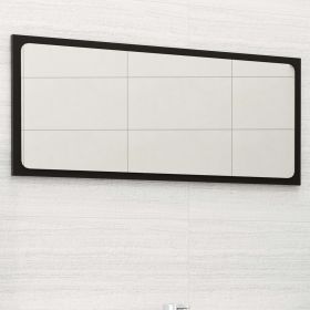 Bathroom Mirror Black 31.5"x0.6"x14.6" Engineered Wood - Black