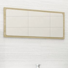 Bathroom Mirror Sonoma Oak 31.5"x0.6"x14.6" Engineered Wood - Brown