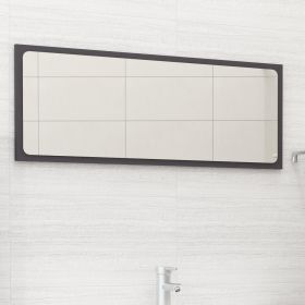 Bathroom Mirror Gray 35.4"x0.6"x14.6" Engineered Wood - Grey