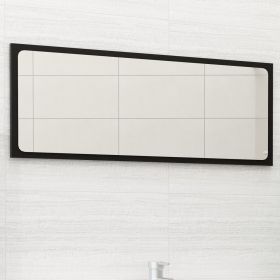 Bathroom Mirror Black 35.4"x0.6"x14.6" Engineered Wood - Black