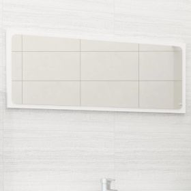 Bathroom Mirror White 35.4"x0.6"x14.6" Engineered Wood - White