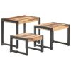 Nesting Tables 3 pcs Solid Wood with Sheesham Finish - Brown