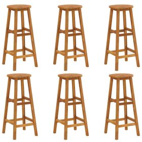 Bar Stools 6 pcs Solid Acacia Wood - Brown