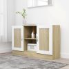 Sideboard White and Sonoma Oak 47.2"x12"x27.6" Engineered Wood - Beige