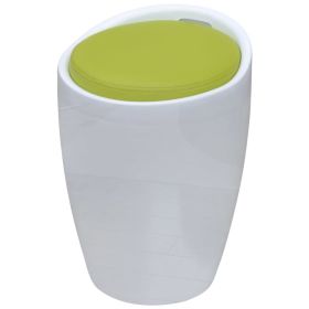 Stool White and Green Faux Leather - White