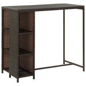 Bar Table with Storage Rack Brown 47.2"x23.6"x43.3" Poly Rattan - Brown