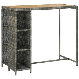 Bar Table with Storage Rack Gray 47.2"x23.6"x43.3" Poly Rattan - Grey