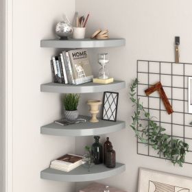 Floating Corner Shelves 4 pcs Gray 13.8"x13.8"x1.5" MDF - Grey