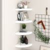 Floating Corner Shelves 4 pcs White 9.8"x9.8"x1.5" MDF - White