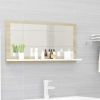 Bathroom Mirror White and Sonoma Oak 31.5"x4.1"x14.6" Engineered Wood - Beige