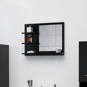 Bathroom Mirror Black 23.6"x4.1"x17.7" Engineered Wood - Black