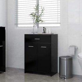 Bathroom Cabinet Black 23.6"x13"x31.5" Engineered Wood - Black