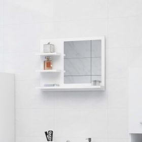 Bathroom Mirror White 23.6"x4.1"x17.7" Engineered Wood - White