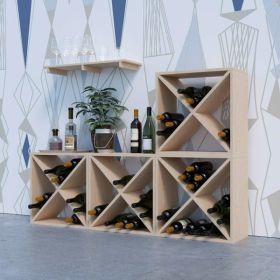 24 Bottle Modular Wine Rack, Stackable Wine Storage Cube for Bar Cellar Kitchen Dining Room, Burlywood - Burlywood