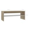 Coffee Table White and Sonoma Oak 39.4"x15.7"x15.7" Engineered Wood - Multicolour