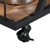 Industrial Black Bar Serving Cart for home with Wine Rack and Glass Holder;  3-tier Shelves;  Metal Frame - black