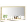 Bathroom Mirror White and Sonoma Oak 31.5"x4.1"x14.6" Engineered Wood - Beige