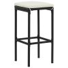 Bar Stools with Cushions 4 pcs Black Poly Rattan - Black