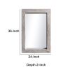 Rectangular Wooden Frame Wall Mirror; Grain Details; Antique White - as Pic