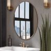 35 Inch Oval Hanging Accent Wall Mirror with Metal Frame; Matte Gold - as Pic