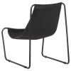 Relaxing Chair Black Real Leather - Black