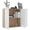 Sideboard White and Sonoma Oak 41.3"x11.8"x29.5" Engineered Wood - Beige