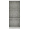 3-Tier Book Cabinet Concrete Gray 15.7"x9.4"x42.5" Engineered Wood - Grey