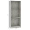 3-Tier Book Cabinet Concrete Gray 15.7"x9.4"x42.5" Engineered Wood - Grey