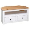 Corner TV Cabinet White 36.6"x19.3"x19.3" Solid Pine Panama Range - White